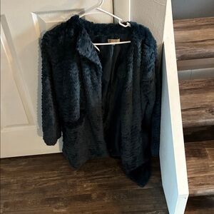 Democracy Faux Fur Jacket in Dark Blue
